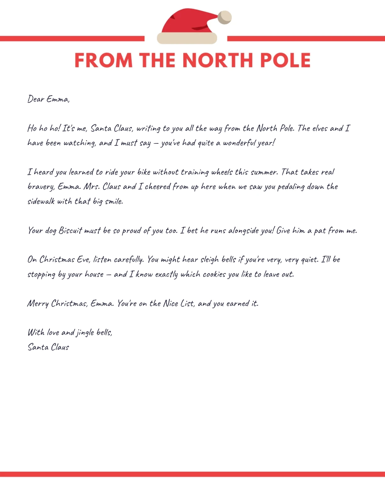 Classic Santa Letter (age 5) — personalized letter on real letterhead