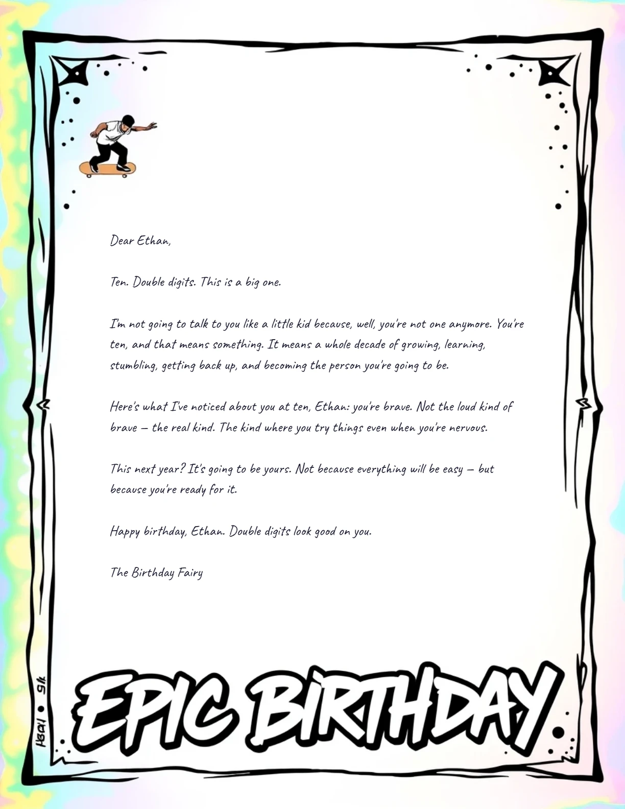 Double Digits Letter (age 10) — personalized letter on real letterhead