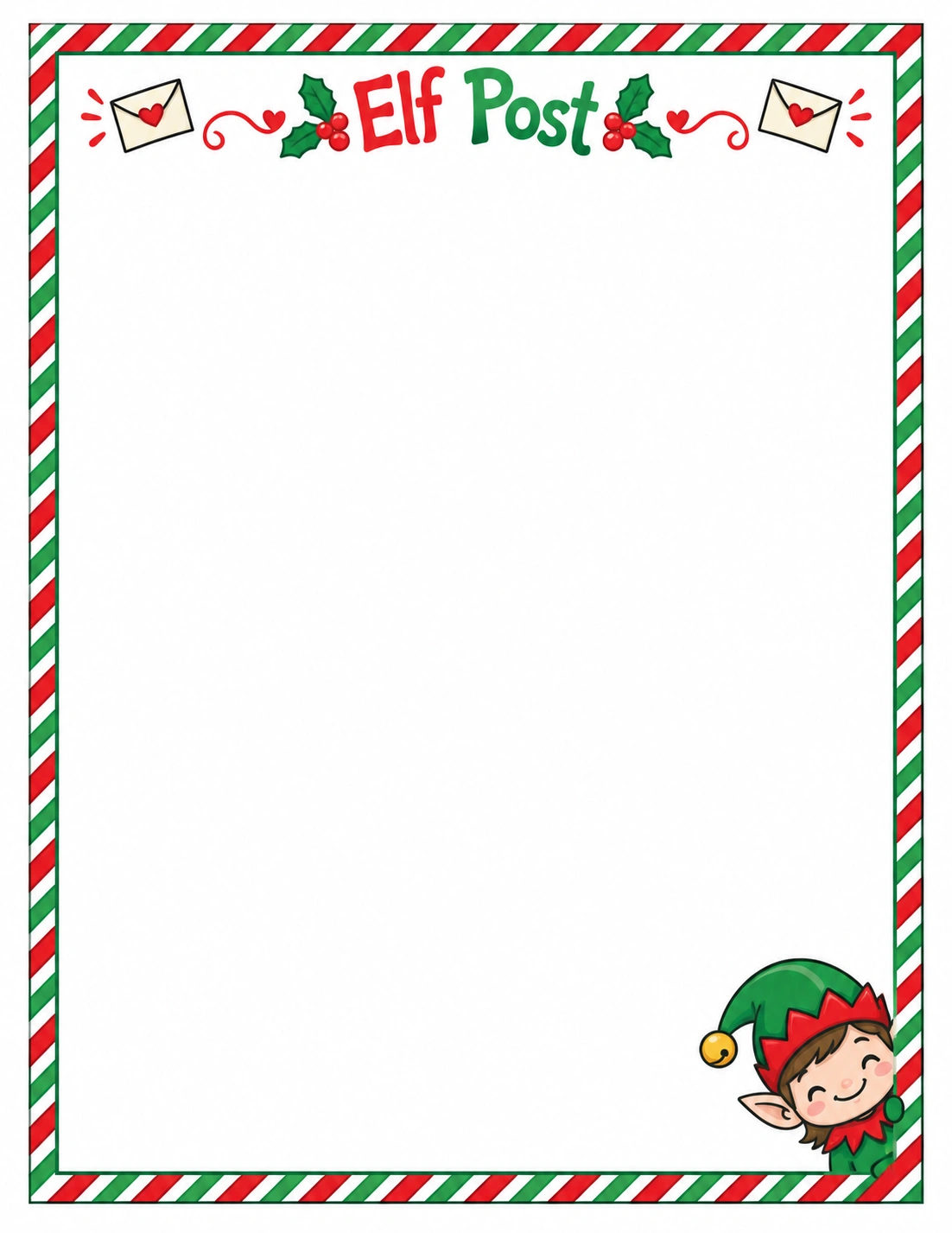Candy Cane Post — Elf Letter template