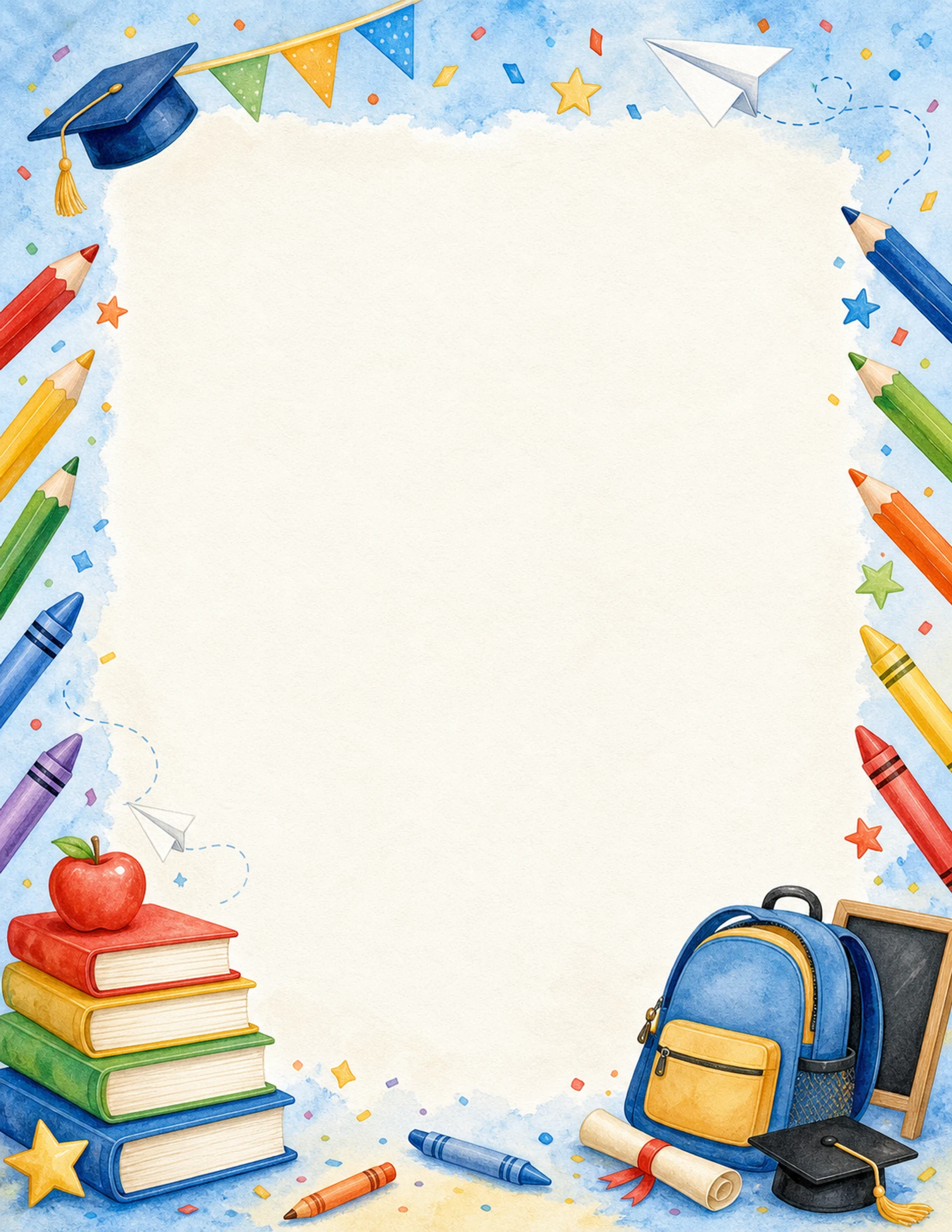 Last Day School Celebration Border — Back to School Letter template